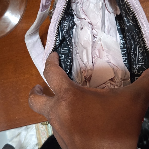 Von Dutch Velvet Purple Rhinestone Shoulder Bag NWT - Picture 6 of 6